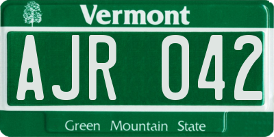 VT license plate AJR042