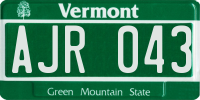 VT license plate AJR043