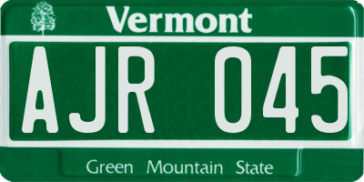 VT license plate AJR045