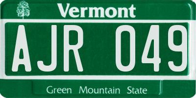 VT license plate AJR049