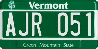 VT license plate AJR051