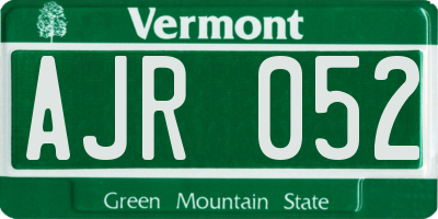 VT license plate AJR052