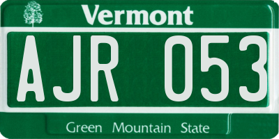 VT license plate AJR053
