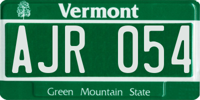 VT license plate AJR054