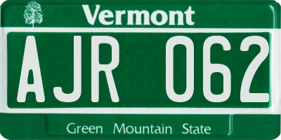 VT license plate AJR062