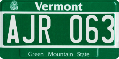 VT license plate AJR063
