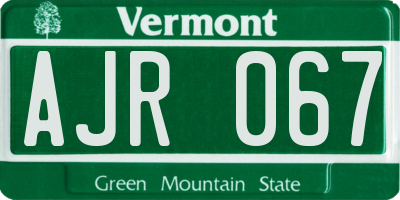 VT license plate AJR067