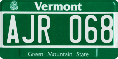 VT license plate AJR068