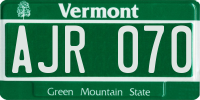 VT license plate AJR070