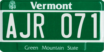 VT license plate AJR071