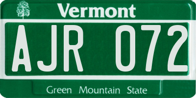 VT license plate AJR072