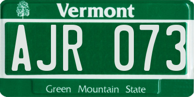 VT license plate AJR073