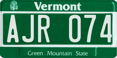 VT license plate AJR074