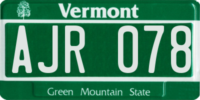 VT license plate AJR078