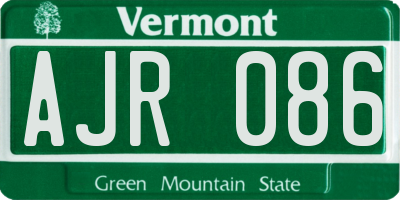 VT license plate AJR086