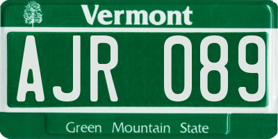 VT license plate AJR089