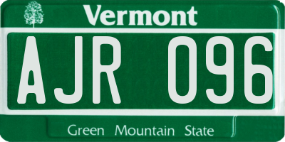 VT license plate AJR096