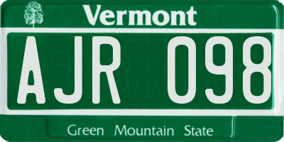 VT license plate AJR098
