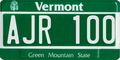 VT license plate AJR100