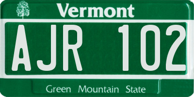 VT license plate AJR102