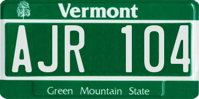VT license plate AJR104
