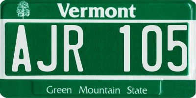 VT license plate AJR105