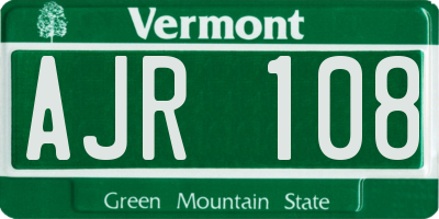 VT license plate AJR108