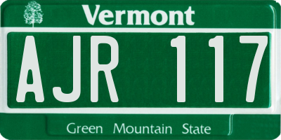 VT license plate AJR117