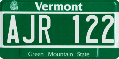 VT license plate AJR122