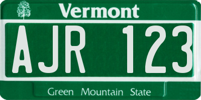 VT license plate AJR123