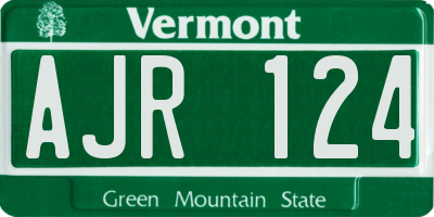 VT license plate AJR124