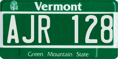 VT license plate AJR128