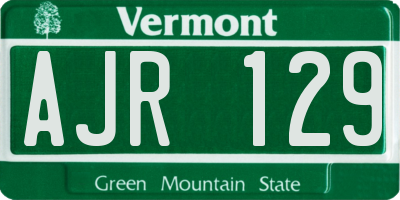 VT license plate AJR129