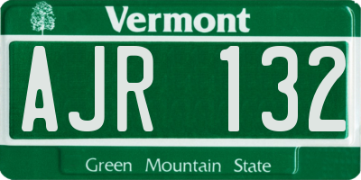 VT license plate AJR132