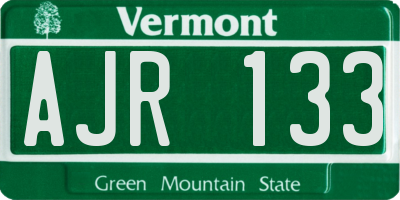 VT license plate AJR133