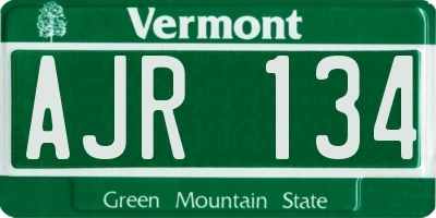 VT license plate AJR134