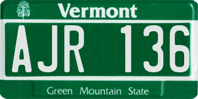 VT license plate AJR136