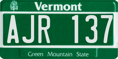 VT license plate AJR137