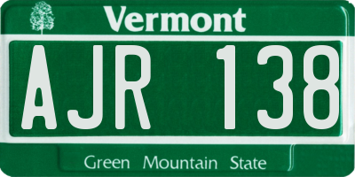 VT license plate AJR138