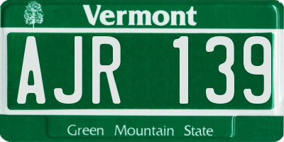 VT license plate AJR139