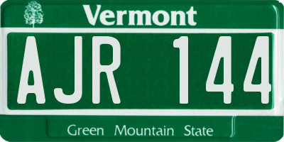 VT license plate AJR144