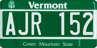 VT license plate AJR152