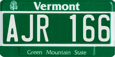 VT license plate AJR166