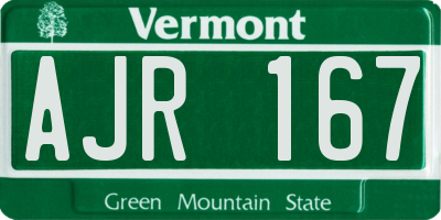 VT license plate AJR167