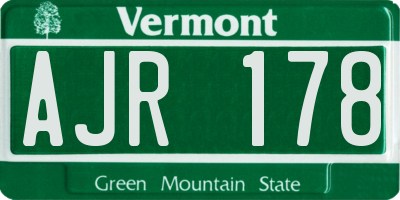 VT license plate AJR178