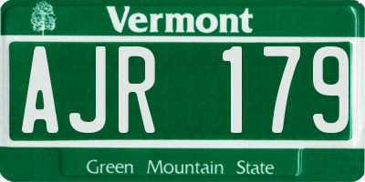 VT license plate AJR179