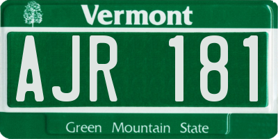 VT license plate AJR181