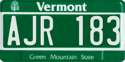 VT license plate AJR183