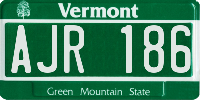 VT license plate AJR186