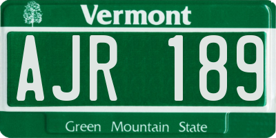 VT license plate AJR189